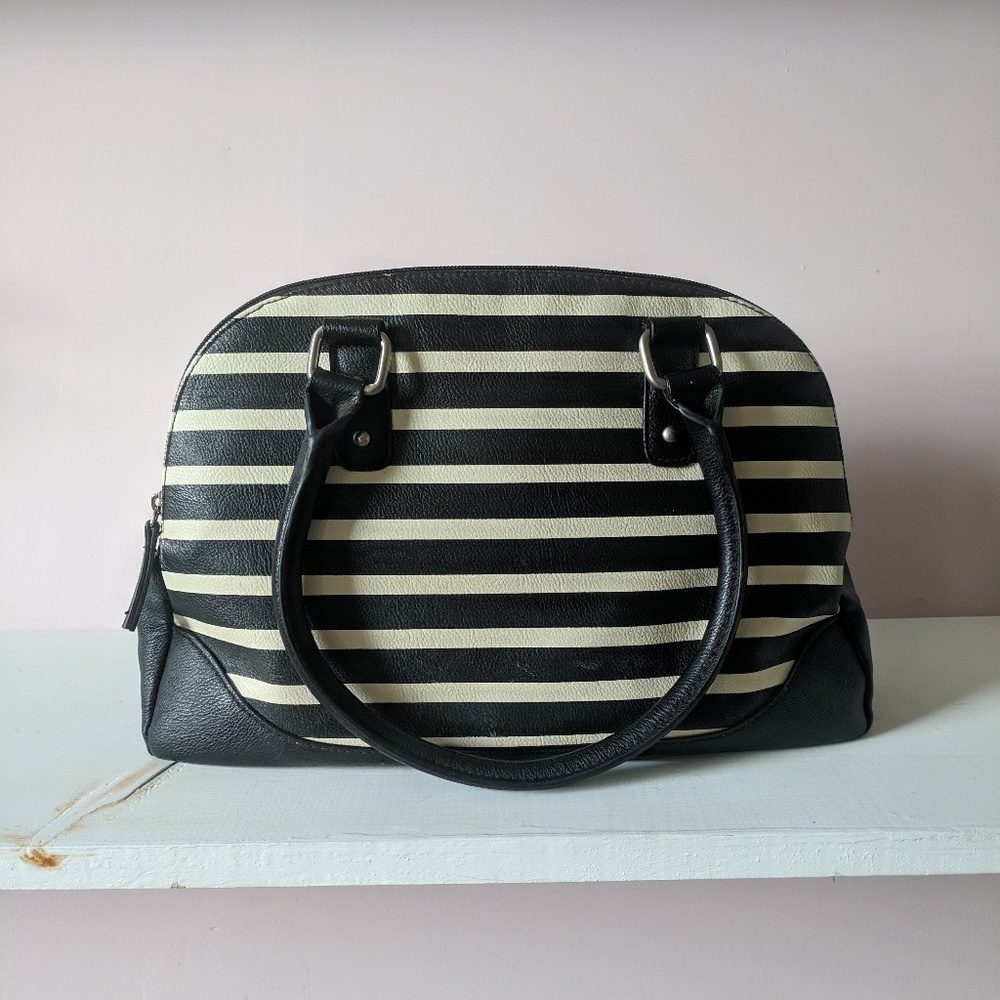 Black and white stripe handbag